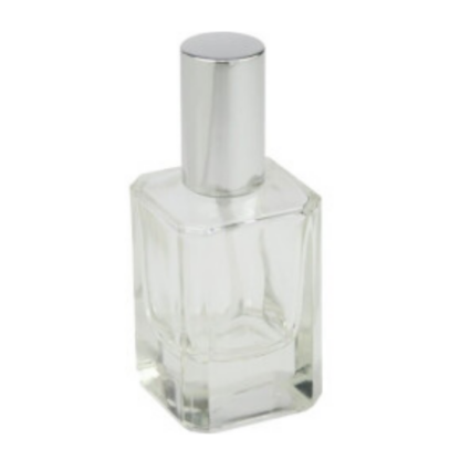 Glasflakon mit Zerstäuber (Kappe silber) 30 ml